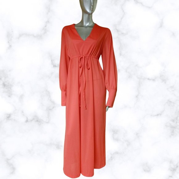Vintage 70s Mistee Sz Large Red Long Nightgown - Picture 1 of 8